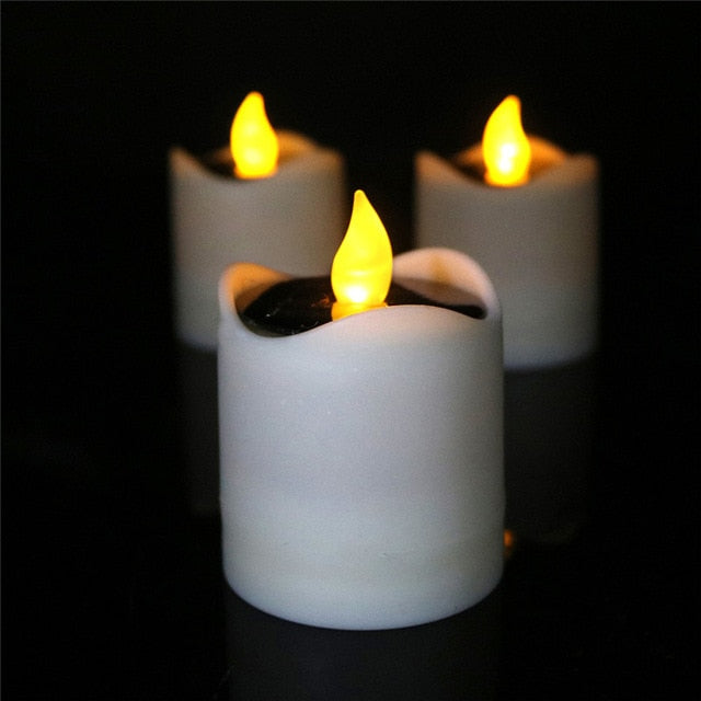6pcs Solar Powered LED Candle Light Yellow Flicker Tea Lamp Festival Wedding Romantic Decor No Smoke, No flame, No self - heating